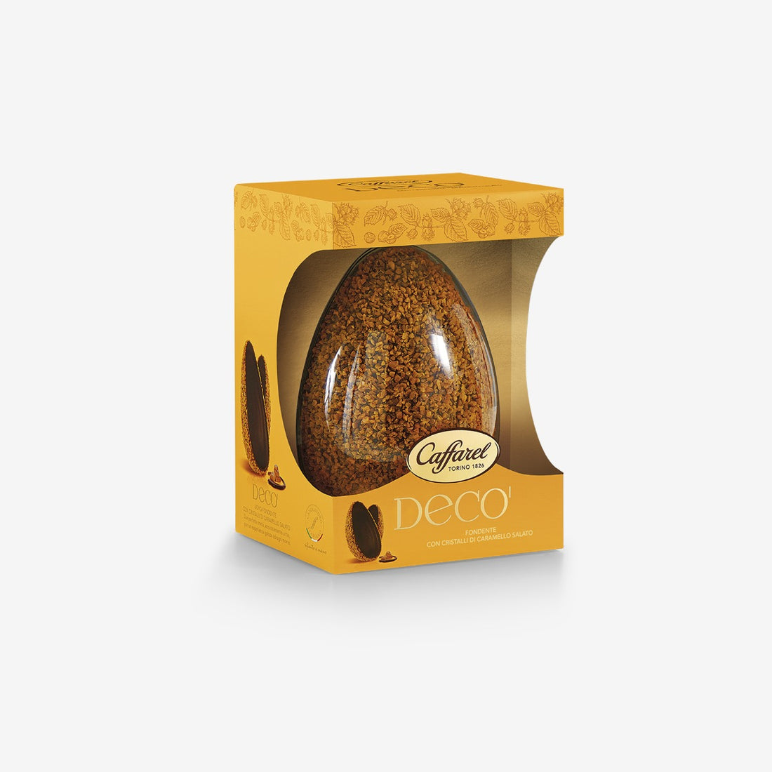 Uovo di Pasqua fondente Decò ricoperto di cristalli di caramello salato