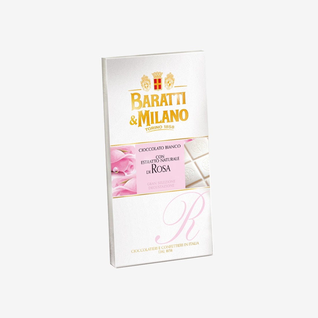 White chocolate bar with natural rose extract